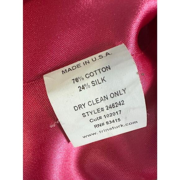 Trina Turk Size 4 Floral Printed Rain Coat Trench Overcoat Statement Black Art - Picture 6 of 10